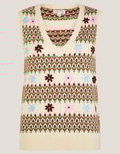 Ella Floral Knitted Vest, Ivory (IVORY), large