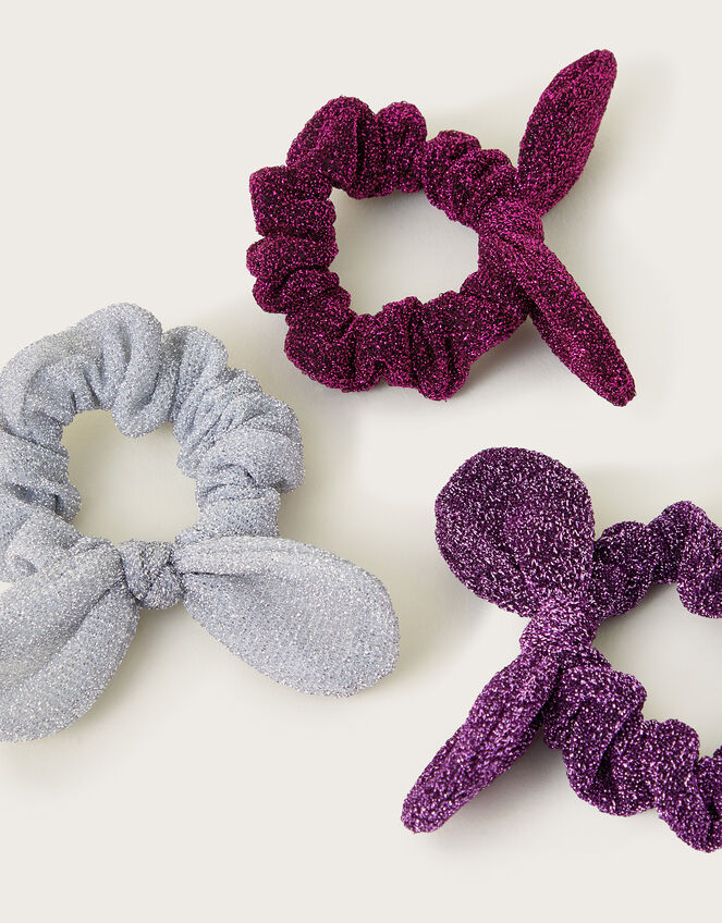 3-Pack Glitter Tie Hair Scrunchies, , large