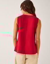 Monica Linen Blend Pleated Top, Red (RED), large