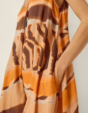 Nadia Sleeveless Animal Print Midi Dress, Brown (BROWN), large