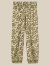 East Odette Hand-Woodblock Print Balloon Trousers, Cream (CREAM), large