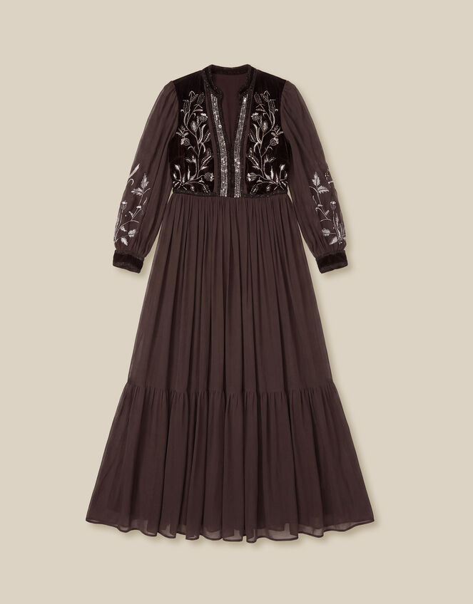 Josephine Embellished Maxi Dress , Brown (CHOCOLATE), large