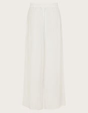 Wide Leg Crinkle Trousers, White (WHITE), large