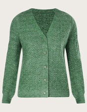 Super-Soft Cable Knit Cardigan, Green (GREEN), large