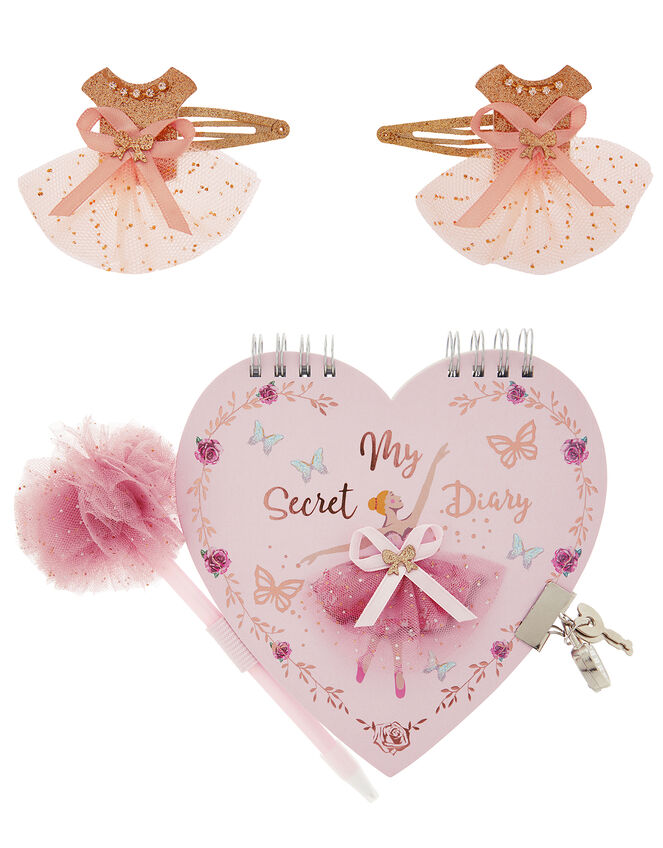 Lovely Ballerina Diary, Pen and Hair Clip Set, , large
