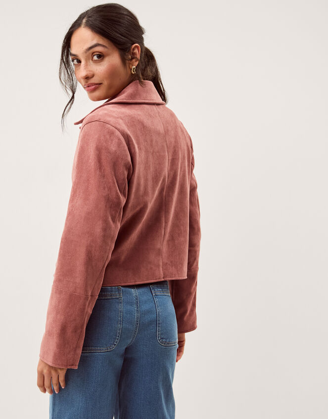 Sierra Scallop Faux Suede Jacket, Pink (ROSE), large