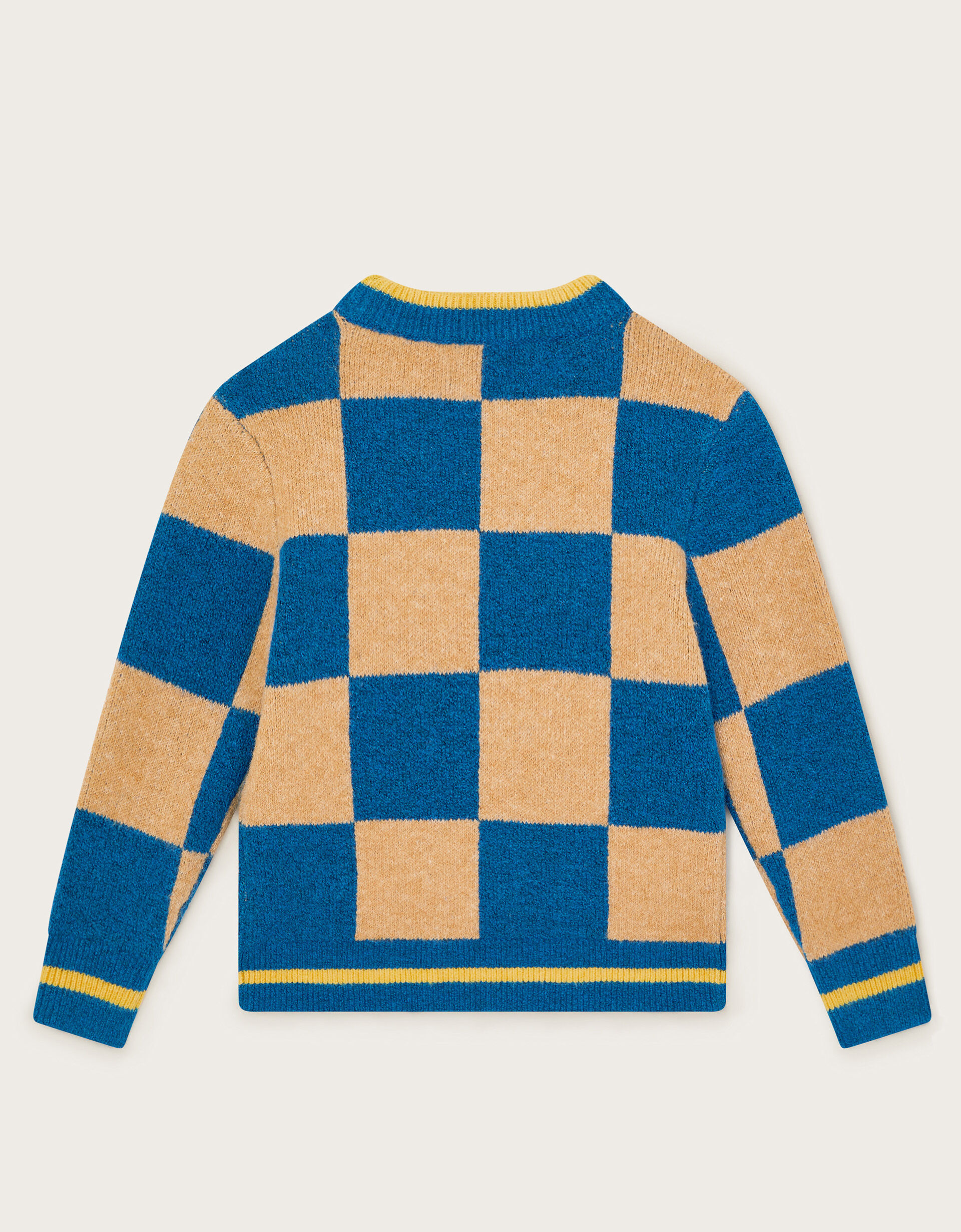 Checkerboard Knit Jumper Blue