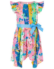 Floral Stripe Hanky Hem Dress, Multi (MULTI), large
