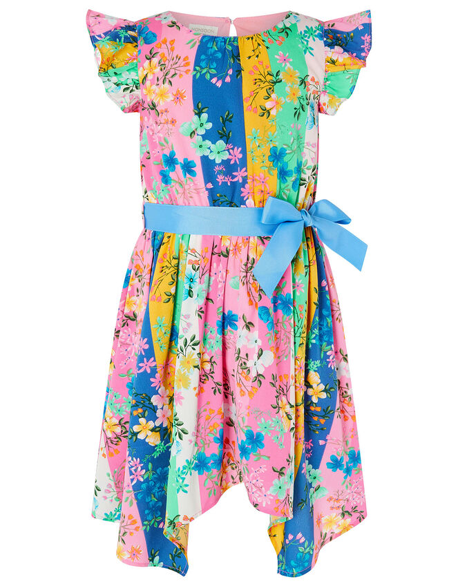 Floral Stripe Hanky Hem Dress, Multi (MULTI), large
