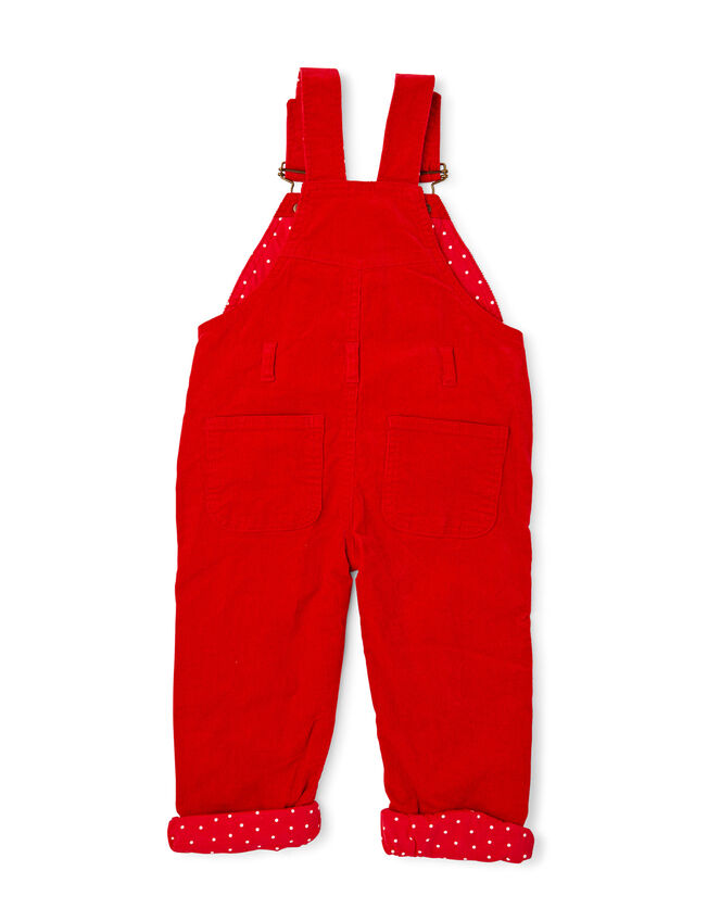 Dotty Dungarees Corduroy Dungarees, Red (RED), large