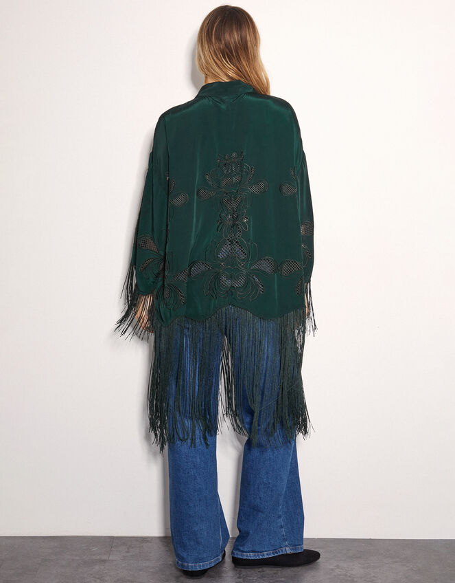 East Heba Embroidered Tassel Kimono, Green (GREEN), large