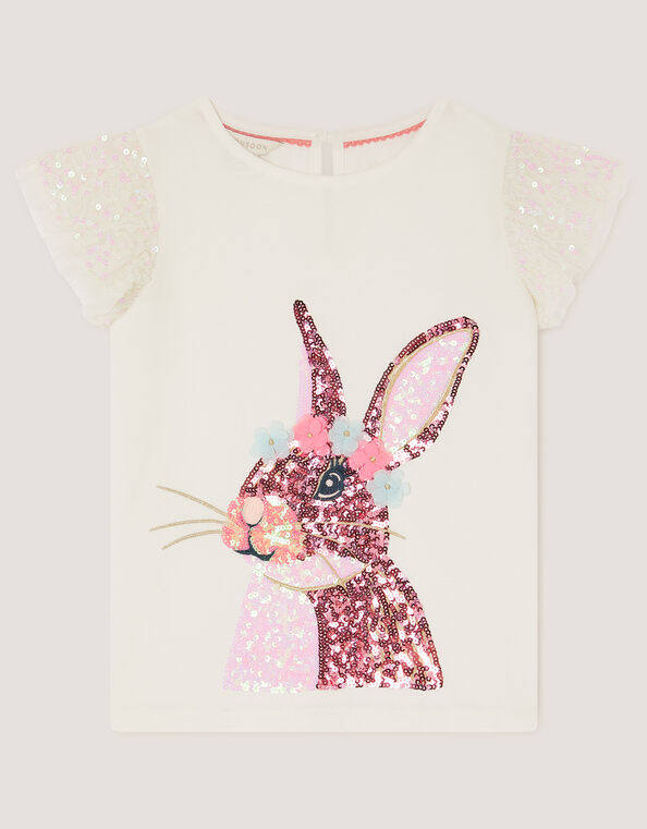 Sequin Bunny T-Shirt, Ivory (IVORY), large