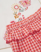 Baby Embroidered Gingham Top & Trouser Set, Pink (PINK), large