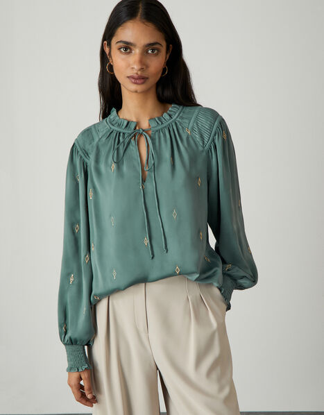 Judy Embroidered Blouse Green, Green (SAGE), large