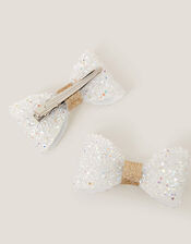 2-Pack Glitter Bow Hair Clips, , large