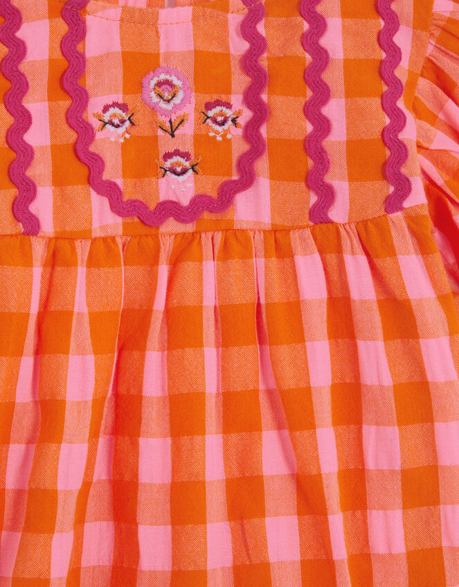 Gingham Print Top & Shorts Set, Orange (ORANGE), large