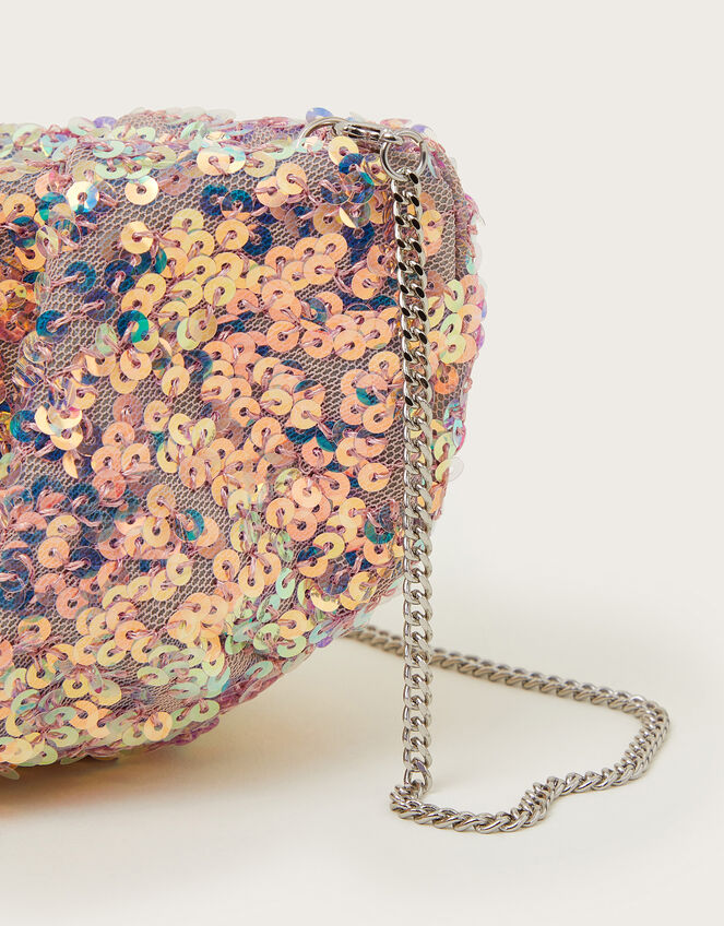 Sequin Embellished Ruched Bag, Pink (PINK), large