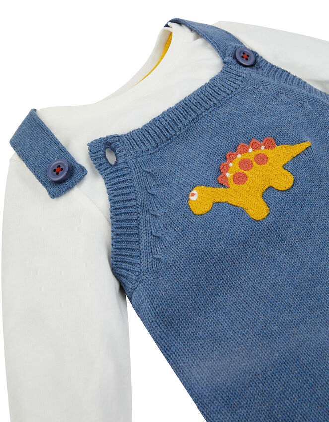 Dino Knit Dungarees, Blue (BLUE), large