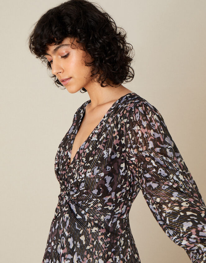 Geeta Animal Print Midi Dress, Grey (CHARCOAL), large