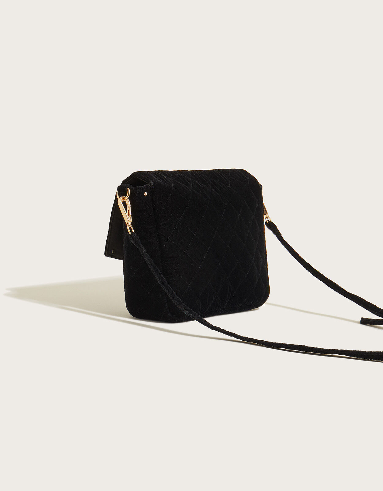Velvet Quilted Cross Body Bag