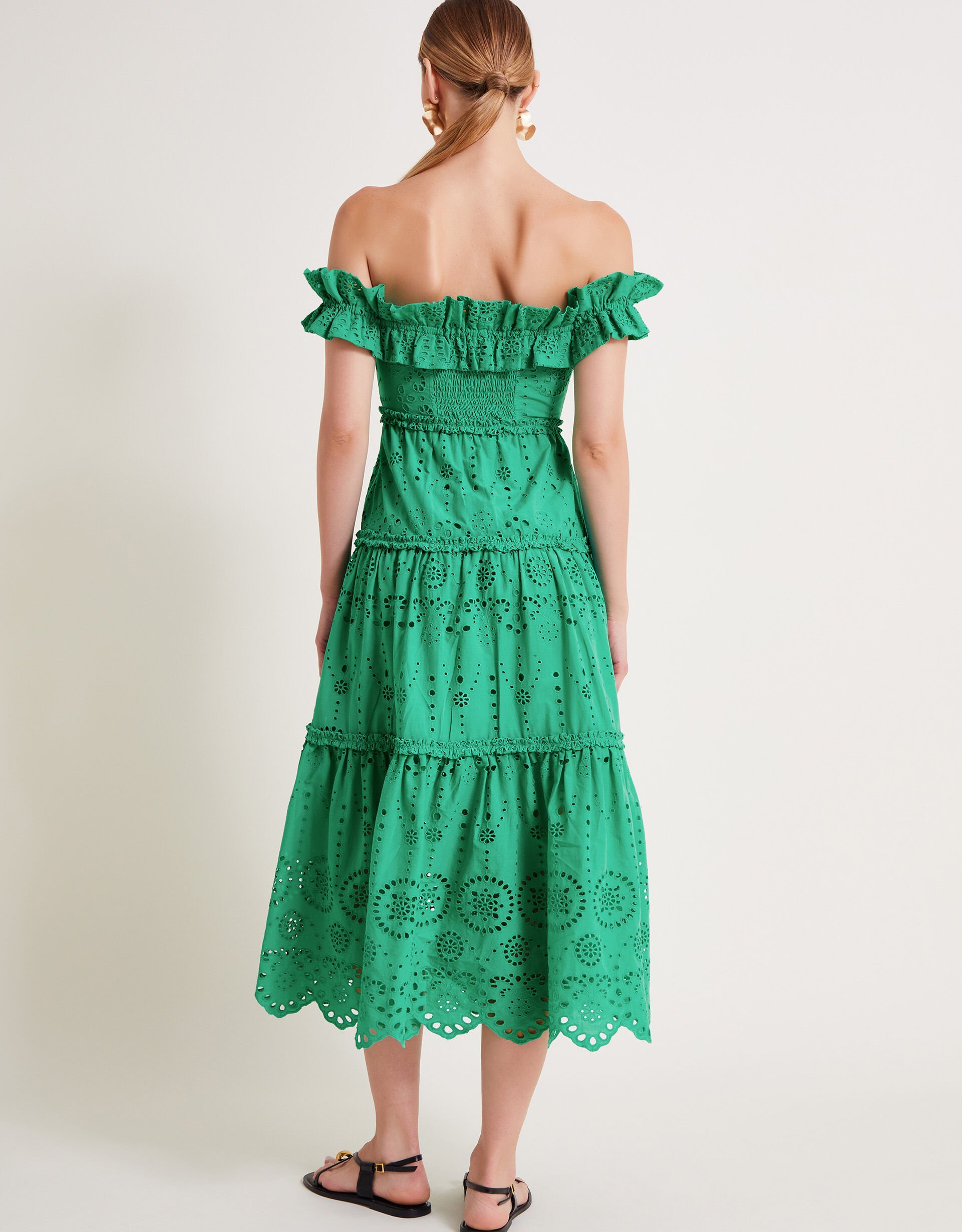 Brynn Broderie Dress Green Evening Dresses Monsoon UK