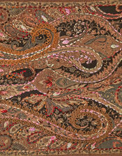 Ingrid Embroidered Paisley Print Scarf, , large
