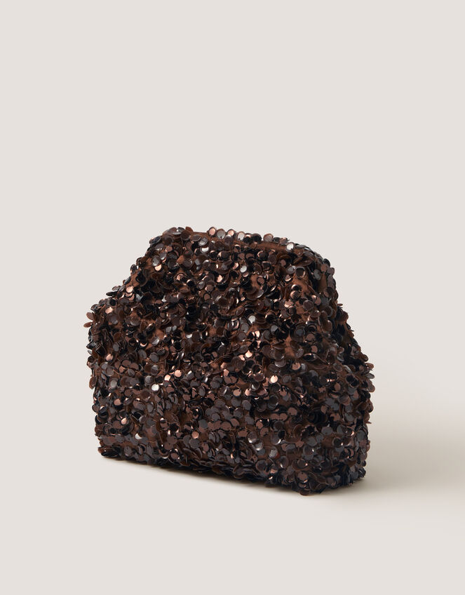 Kira Sequin Clutch Bag, Brown (CHOCOLATE), large