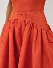 Mila Fit and Flare Midi Dress, Orange (ORANGE), large
