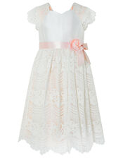 Scalloped Lace Occasion Dress, Pink (PALE PINK), large