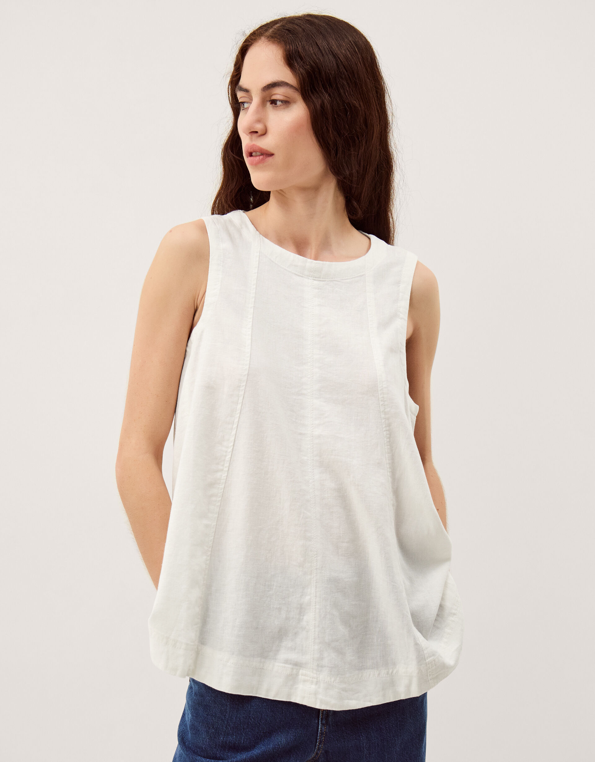 Sammy Swing Linen Blend Tank Top White | Vests, Camisoles And