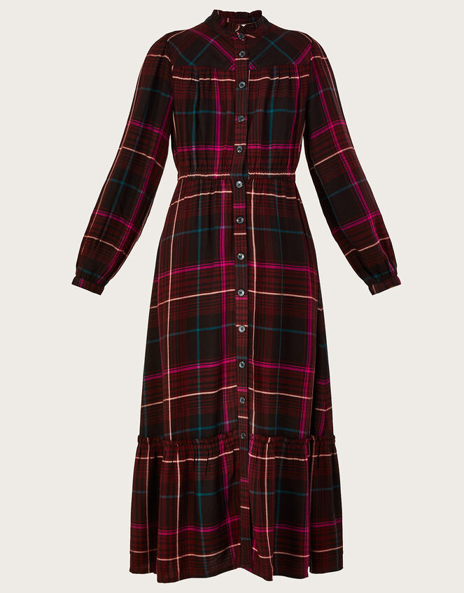 Check Print Dress in LENZING™ ECOVERO™ , Red (BURGUNDY), large