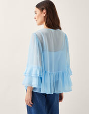 Anais Frill Swing Blouse, Blue (BLUE), large