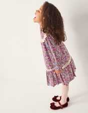 Fairy Floral Long Sleeve Dress, Purple (PURPLE), large