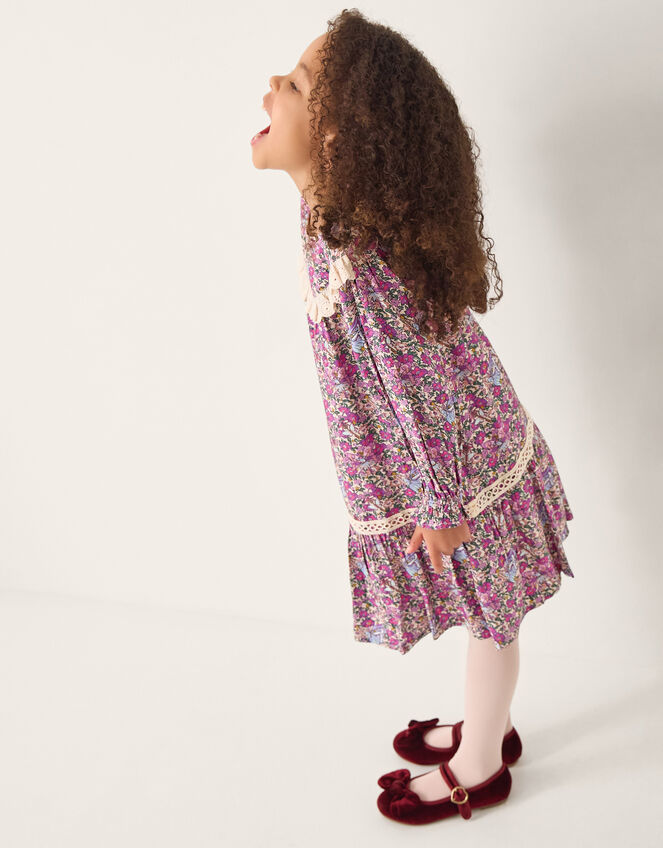 Fairy Floral Long Sleeve Dress, Purple (PURPLE), large