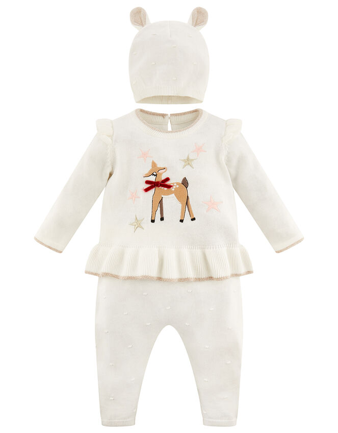 Newborn Baby Deer Knit Set, Ivory (IVORY), large