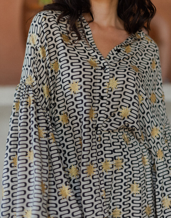 Sundress Stacy Printed Blouse, Black (BLACK), large