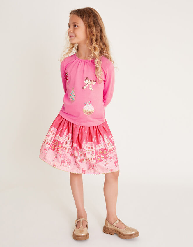 Christmas Embellished Long Sleeve T-Shirt, Pink (PINK), large