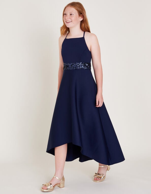 Sequin Scuba Prom Dress, Blue (NAVY), large