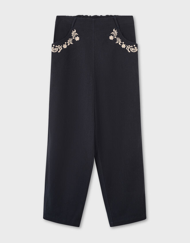 East Esme Embroidered Trousers, Grey (CHARCOAL), large