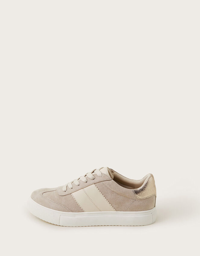 Faux Suede Trainers, Natural (NEUTRAL), large