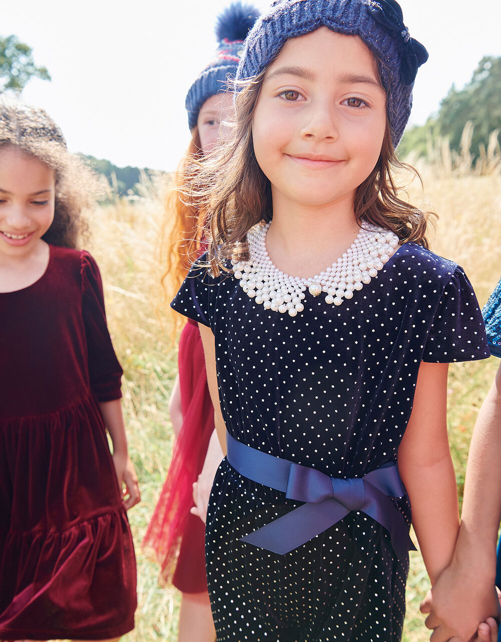Children Girls 3-12yrs | Nora Studded Velvet Playsuit Blue - RX30550