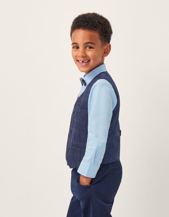 Three-Piece Oliver Check Waistcoat & Shirt Set, Blue (NAVY), large
