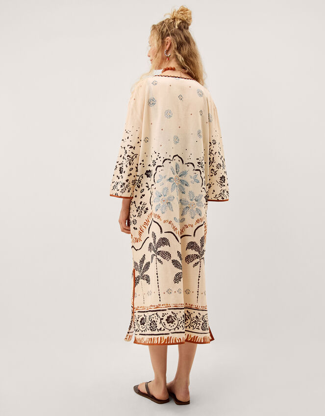 Aleah Tropical Print Midi Kaftan, Ivory (IVORY), large