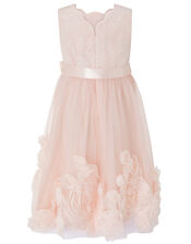 Macaroon Occasion Dress with 3D Flowers, , large