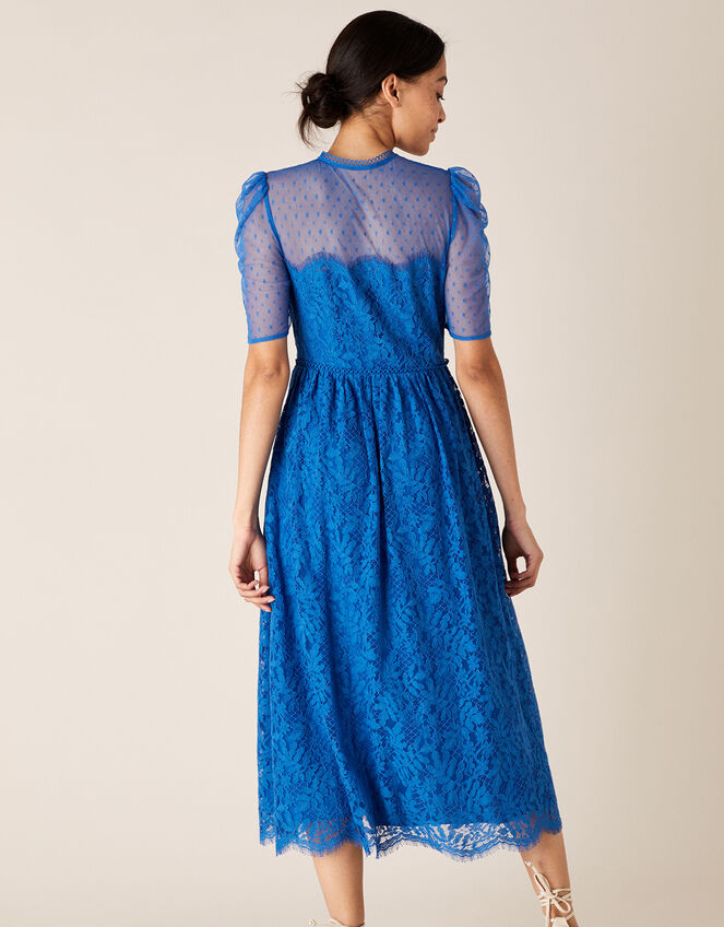 Trisha Embroidered Lace Midi Dress, Blue (BLUE), large