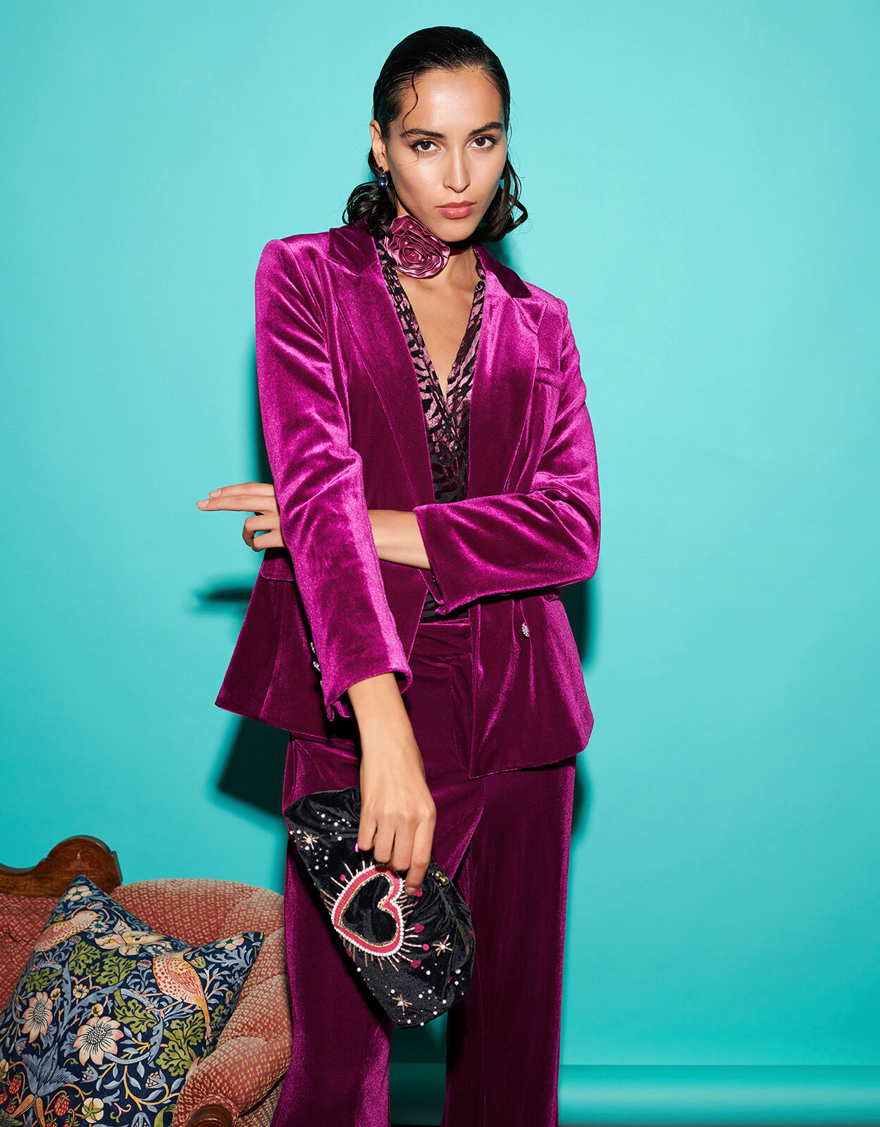 Pink velvet blazer women clearance