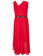 Abigail Sequin One-Shoulder Prom Dress, Red (RED), large