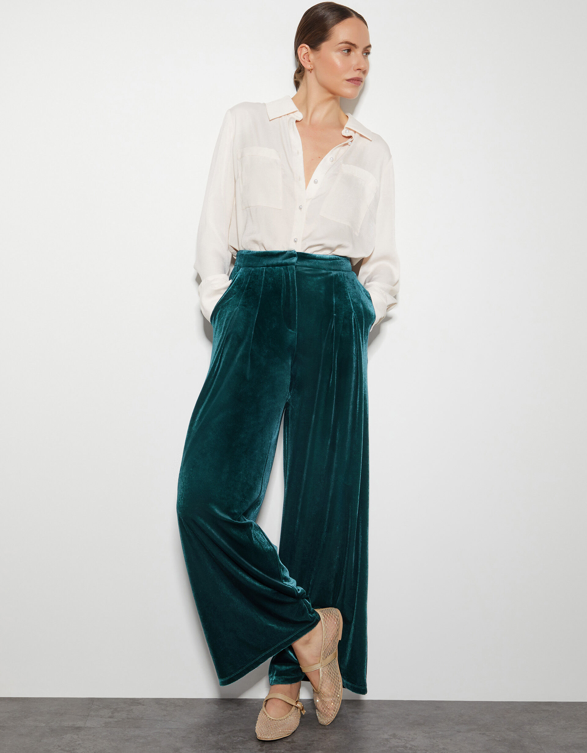 YASTillia Velvet High Waisted Wide Trousers main image 1