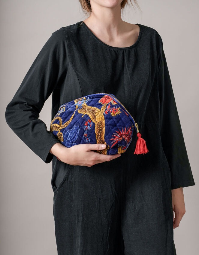 One Hundred Stars Peacock Print Velvet Pouch, , large