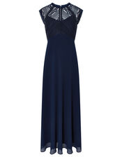 Lolita Maxi Dress with Lace Bodice, Blue (NAVY), large